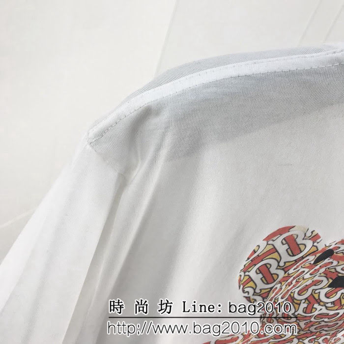 BURBERRY巴寶莉 19早春新款 字母熊圖案 數碼直噴工藝 白色短袖 男女同款 ydi2482